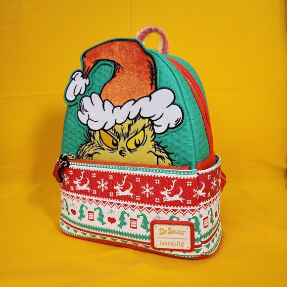 Loungefly Dr. Seuss How the Grinch Stole Christmas Holiday Sweater Mini Backpack main image 4